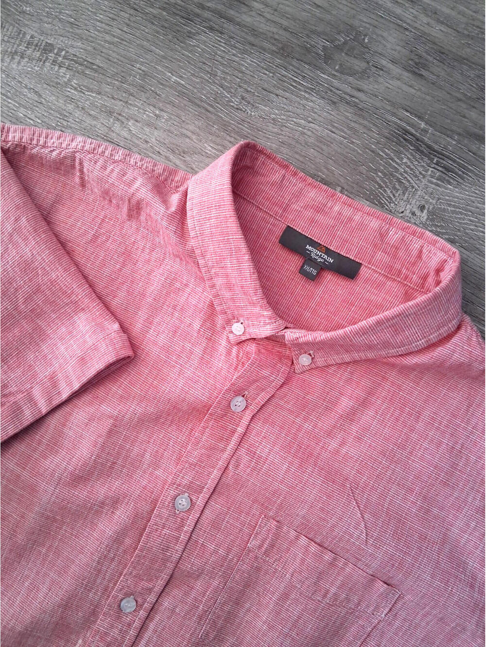 Mountain Ridge Men's Red Casual Textured Button-Down Short Sleeve Shirt